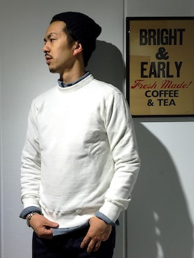 「FULLCOUNT（フルカウント）のアイテム（スウェット）」を使った、FullcountOfficialさん（メンズ・170cm）の春コーディネート