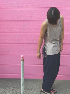 「WC（ダブル シー）のアイテム（サンダル）」を使った、漢方@かんぽうさん（レディース・159cm）の夏コーディネート