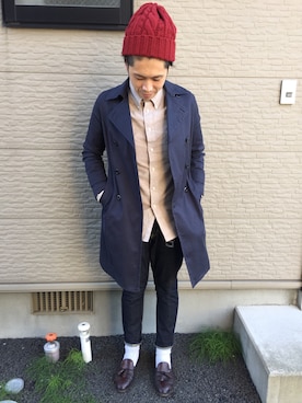 「SHIPS（シップス）のアイテム（トレンチコート）」を使った、pinoken さん（メンズ・173cm）の秋コーディネート