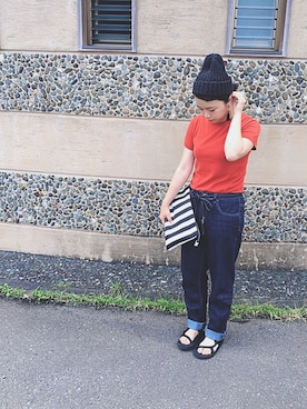 「7月WEAR夏のサンダル祭り」｜「アイテム（ニットキャップ/ビーニー）」を使った、mitooさん（レディース・155cm）の夏コーディネート