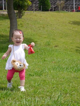 「GAP（ギャップ）のアイテム（チュニック）」を使った、kiiさん（キッズ・80cm）の夏コーディネート