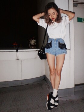 「厚底」｜佐々木彩乃さん（レディース・161cm）の夏コーディネート