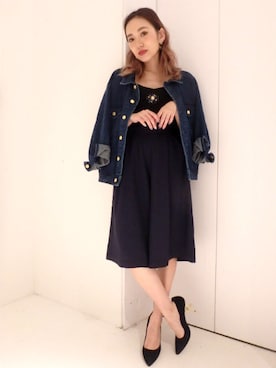 「EVRIS（エヴリス）のBIGデニムGジャン（デニムジャケット）」を使った、佐々木彩乃さん（レディース・161cm）の夏コーディネート