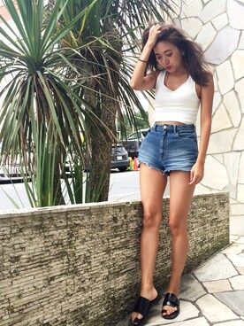 クロップドリブタイトタンクを使ったwearistaのレディース人気ファッションコーディネート Wear