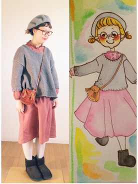「白タイツ」｜「アイテム（シャツワンピース）」を使った、kumiosadaさん（レディース・155cm）の冬コーディネート