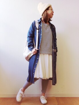 「チャイハネ（チャイハネ）のアイテム（シャツワンピース）」を使った、kumiosadaさん（レディース・155cm）の春コーディネート