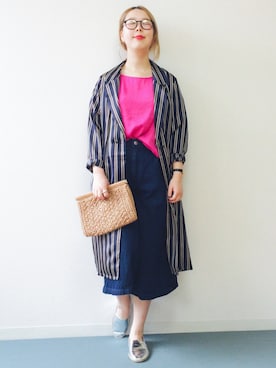 「ガウチョパンツ」｜「アイテム（デニムパンツ）」を使った、kumiosadaさん（レディース・156cm）の春コーディネート