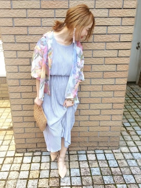 「アコーディオンプリーツ」｜「アイテム（ワンピース/ドレス）」を使った、kumiosadaさん（レディース・155cm）の夏コーディネート