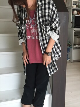 「アイテム（アクセサリー、パープル系）」を使った、ハナ❁❀さん（レディース・155cm）の春コーディネート