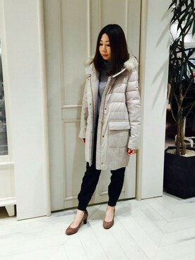 「qualite（カリテ）のアイテム（ダウンジャケット/コート）」を使った、minaさん（レディース・152cm）の秋コーディネート
