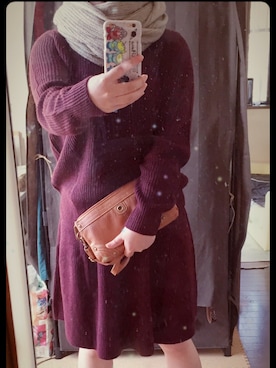 「アイテム（セットアップ、レッド系）」を使った、lunaさん（レディース・154cm）の秋コーディネート