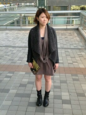 「Johnbull Private labo（ジョンブルプライベートラボ）のアイテム（ライダースジャケット）」を使った、Johnbull Private laboさん（レディース・158cm）の秋コーディネート