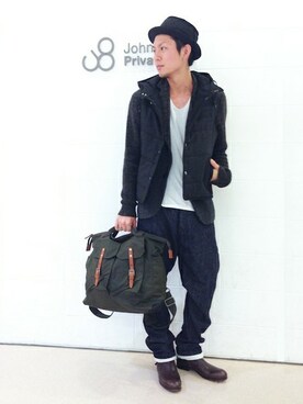 「Johnbull Private labo（ジョンブルプライベートラボ）のアイテム（ダウンベスト）」を使った、Johnbull Private laboさん（メンズ・175cm）の秋コーディネート