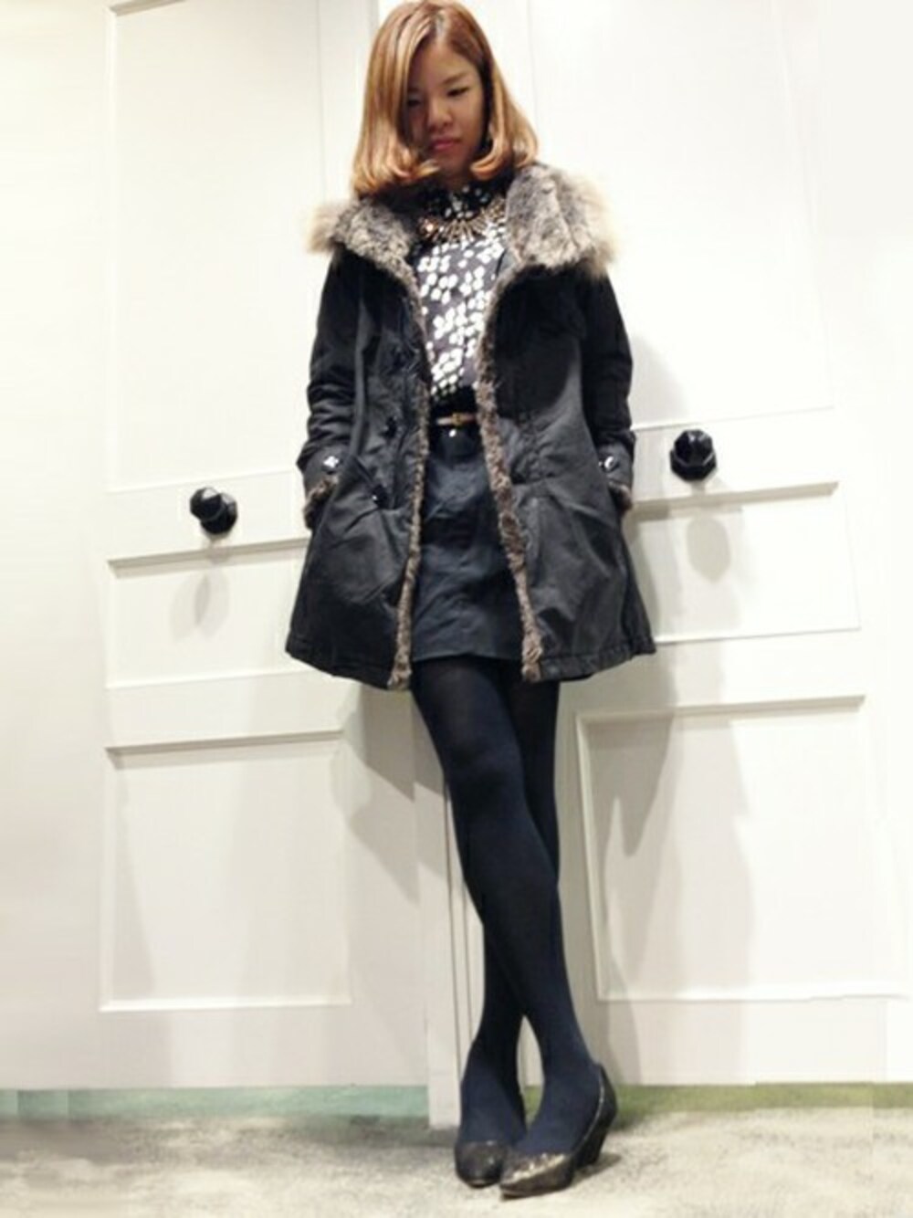 「WEAR始めました！」｜「DUL DE VERREの柄シャツ(D3035)（シャツ/ブラウス、ブラック系）」を使った、Johnbull Private laboさん（レディース・170cm）の秋コーディネートの1枚目の写真