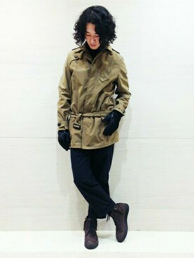 「Johnbull Private labo（ジョンブルプライベートラボ）のアイテム（ステンカラーコート）」を使った、Johnbull Private laboさん（メンズ・180cm）の秋コーディネート