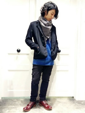 「Johnbull Private labo（ジョンブルプライベートラボ）のアイテム（ブーツ）」を使った、Johnbull Private laboさん（メンズ・178cm）の冬コーディネート