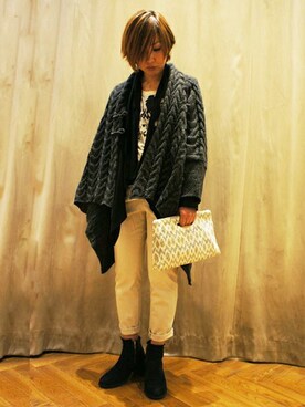 「Johnbull Private labo（ジョンブルプライベートラボ）のアイテム（ライダースジャケット）」を使った、Johnbull Private laboさん（レディース・152cm）の冬コーディネート
