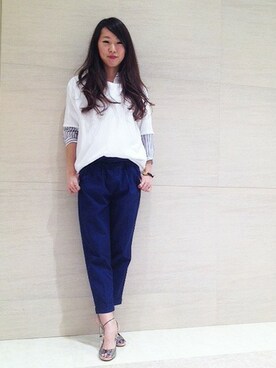 「Johnbull Private labo（ジョンブルプライベートラボ）のスウェットTシャツ(AC477)（Tシャツ/カットソー、ホワイト系）」を使った、Johnbull Private laboさん（メンズ・175cm）の春コーディネート