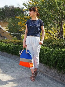 「Johnbull Private labo（ジョンブルプライベートラボ）のタックトラウザー(AP240)（その他パンツ、グレー系）」を使った、Johnbull Private laboさん（メンズ・175cm）の春コーディネート