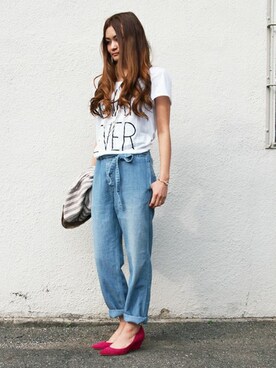 「Johnbull Private labo（ジョンブルプライベートラボ）のフレンチイージーパンツ【ブリーチ加工】(AP208)（デニムパンツ、ブルー系）」を使った、Johnbull Private laboさん（メンズ・175cm）の春コーディネート