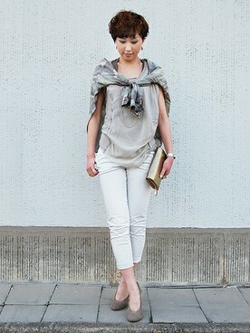 「Johnbull Private labo（ジョンブルプライベートラボ）の3/4トラウザー（その他パンツ、ホワイト系）」を使った、Johnbull Private laboさん（メンズ・175cm）の春コーディネート