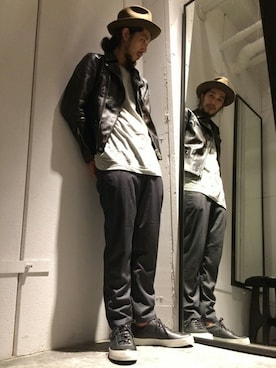 「Johnbull Private labo（ジョンブルプライベートラボ）のアイテム（ライダースジャケット）」を使った、Johnbull Private laboさん（メンズ・176cm）の秋コーディネート