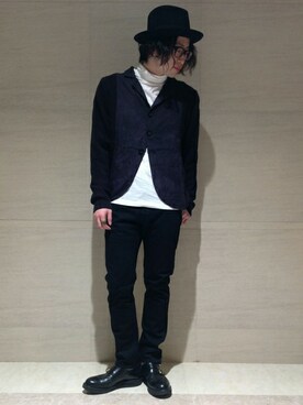 「Johnbull Private labo（ジョンブルプライベートラボ）のタートルネックＴシャツ（Tシャツ/カットソー、ホワイト系）」を使った、Johnbull Private laboさん（メンズ・175cm）の秋コーディネート