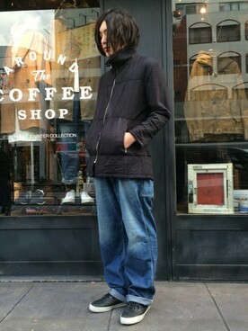 「Johnbull Private labo（ジョンブルプライベートラボ）のペインターパンツ（デニムパンツ、ブルー系）」を使った、Johnbull Private laboさん（メンズ・175cm）の秋コーディネート