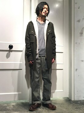 「Johnbull Private labo（ジョンブルプライベートラボ）のアイテム（ブーツ）」を使った、Johnbull Private laboさん（メンズ・173cm）の冬コーディネート