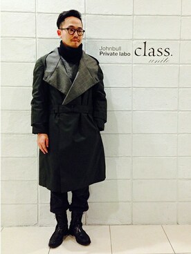 「2 class.ics（トゥークラスドットイクス）のニット（ニット/セーター、グレー系）」を使った、Johnbull Private laboさん（メンズ・175cm）の冬コーディネート