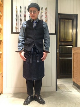 「Johnbull Private labo（ジョンブルプライベートラボ）のアイテム（ベスト）」を使った、Johnbull Private laboさん（メンズ・170cm）の冬コーディネート