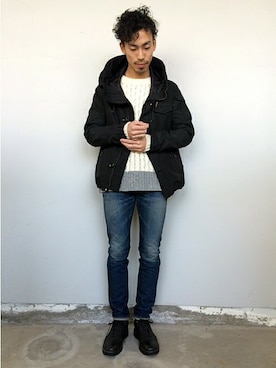 「Johnbull Private labo（ジョンブルプライベートラボ）のアイテム（マウンテンパーカー）」を使った、Johnbull Private laboさん（メンズ・173cm）の冬コーディネート