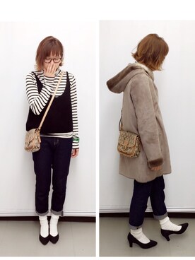 「URBAN RESEARCH Sonny Label（アーバンリサーチサニーレーベル）のアイテム（ムートンコート）」を使った、meguさん（レディース・162cm）の冬コーディネート