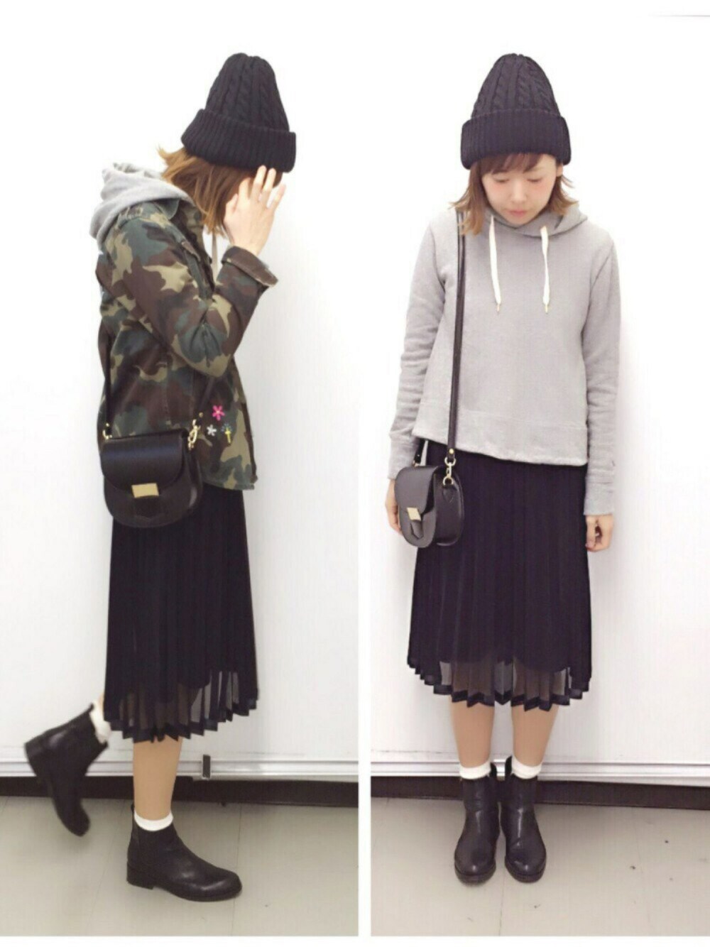 グレー系のパーカー、その他のシャツ/ブラウス、ブラック系のブーツを着用したレディースの春コーディネートの1枚目の写真