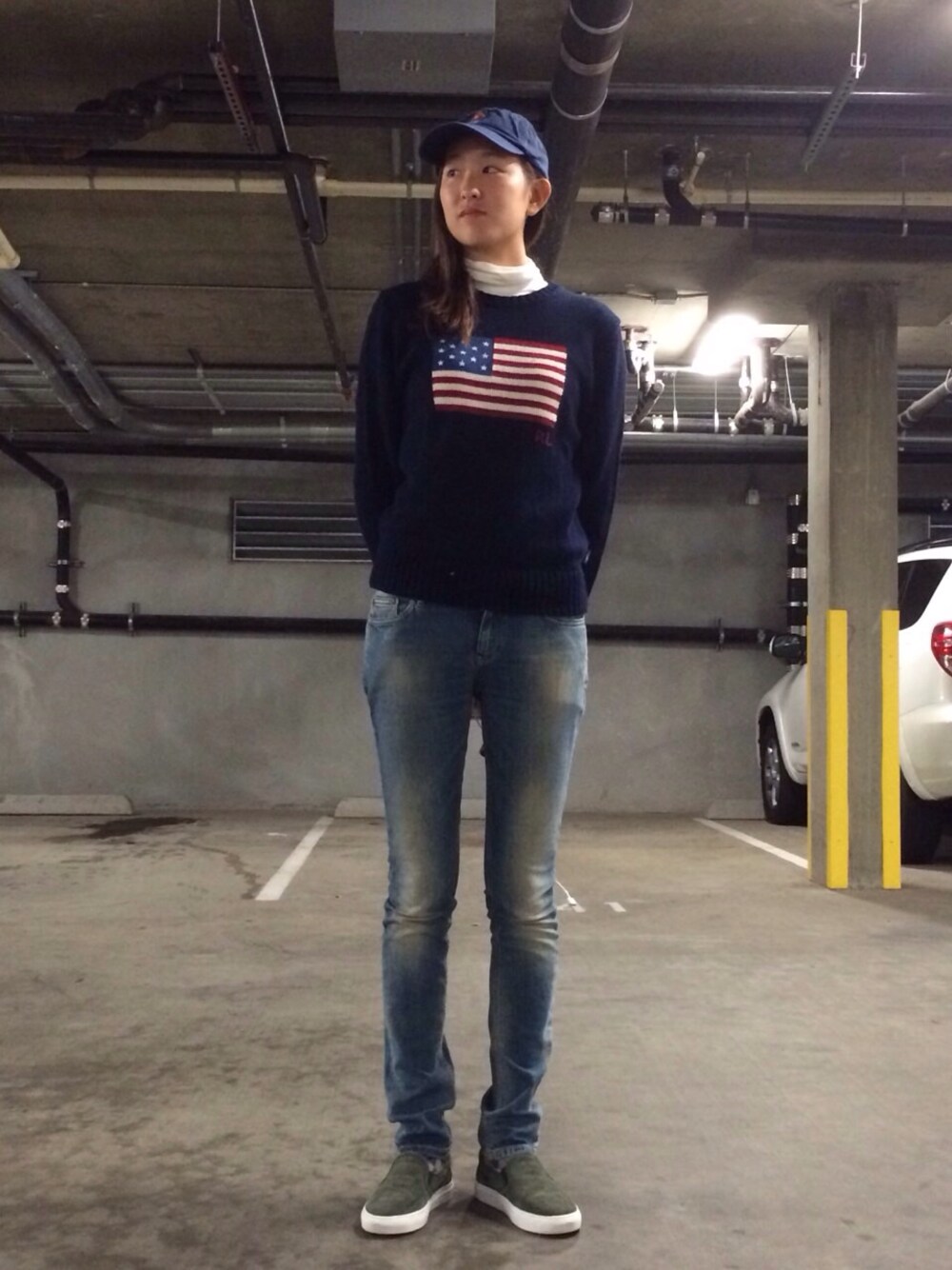 「rrl、POLO、Polo Ralph Lauren、Ralph Lauren、ラルフローレン、アメカジ、170cm、アメリカ、カリフォルニア、20歳」｜「POLO RALPH LAURENのアイテム（ニット/セーター、その他）」を使った、Natsuki Tanakaさん（レディース・170cm）の冬コーディネートの1枚目の写真