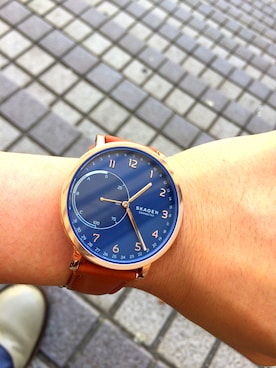 「SKAGEN（スカーゲン）のアイテム（アナログ腕時計、ブルー系）」を使った、Yvintage9さん（メンズ・172cm）の秋コーディネート