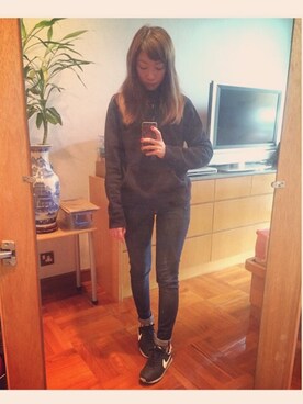 「UNIQLO（ユニクロ）のアイテム（パーカー、ブルー系）」を使った、CherryChanさん（レディース・150cm）の春コーディネート