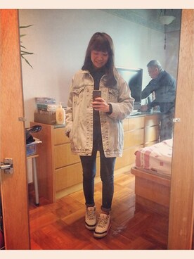 「PULL&BEAR（プルアンドベア）のアイテム（デニムジャケット、ブルー系）」を使った、CherryChanさん（レディース・150cm）の春コーディネート