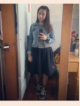 「VANS（バンズ）のアイテム（スニーカー、ブラック系）」を使った、CherryChanさん（レディース・150cm）の春コーディネート