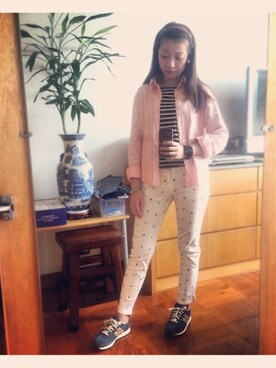 「NEW BALANCE（ニューバランス）のアイテム（スニーカー、ブルー系）」を使った、CherryChanさん（レディース・150cm）の春コーディネート