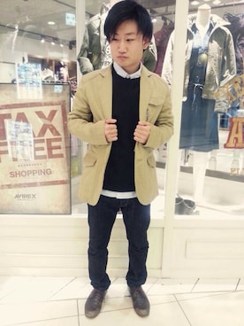 「AVIREX（アヴィレックス）のアイテム（スウェット）」を使った、TAKAYUKIさん（メンズ・160cm）の冬コーディネート
