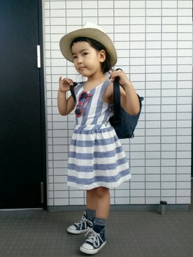 「ブルー x ホワイト」｜mihoさん（キッズ・110cm）の夏コーディネート