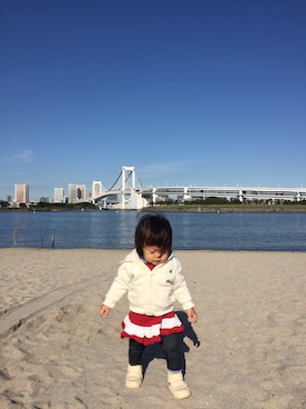 「TOMMY HILFIGER（トミーヒルフィガー）のアイテム（ワンピース/ドレス）」を使った、mi-さん（キッズ・70cm）の秋コーディネート