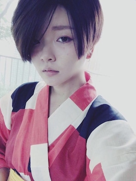 「アイテム（水着/着物・浴衣、レッド系）」を使った、toqyamaさん（レディース・170cm）の夏コーディネート