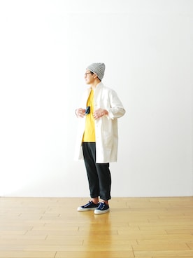 「MHL.（エムエイチエル）のアイテム（Tシャツ/カットソー）」を使った、WONDERMOUNTAINさん（メンズ・168cm）の春コーディネート