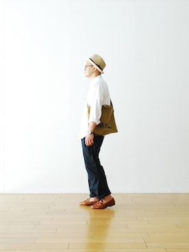 「MHL.（エムエイチエル）のアイテム（シャツ/ブラウス）」を使った、WONDERMOUNTAINさん（メンズ・168cm）の夏コーディネート