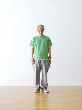 「Nigel Cabourn（ナイジェルケーボン）のアイテム（トップス）」を使った、WONDERMOUNTAINさん（メンズ・168cm）の夏コーディネート