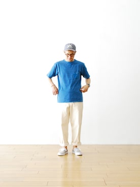 「Nigel Cabourn（ナイジェルケーボン）のアイテム（トップス）」を使った、WONDERMOUNTAINさん（メンズ・168cm）の夏コーディネート