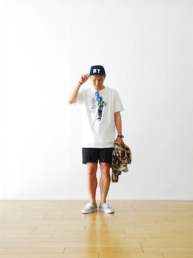 「MOCEAN（モーシャン）のアイテム」を使った、WONDERMOUNTAINさん（メンズ・168cm）の夏コーディネート