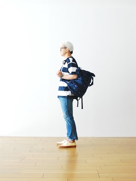 「アイテム（スニーカー、イエロー系）」を使った、WONDERMOUNTAINさん（メンズ・168cm）の夏コーディネート